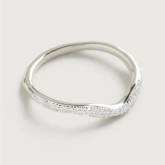 Monica Vinader sterling silver diamond pave wave stacking ring - Picture 8 of 11